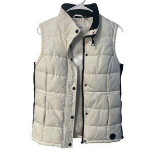 Calvin Klein Womens Puffer‎ Vest Cream White Black Ribbed Side Panels XS